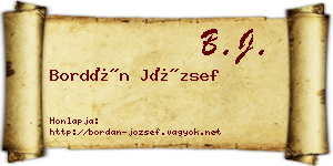 Bordán József névjegykártya
